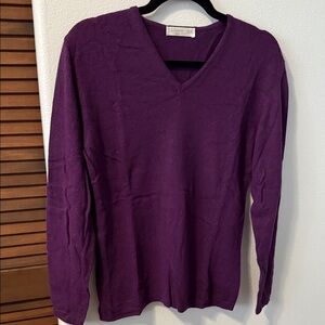 Italian Cashmere blend V-Neck Sweater in Deep Purple